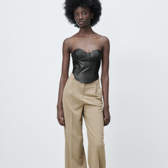 Zara | Tops | New Zara Faux Leather Corset Top | Poshmark